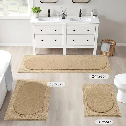 Vista 6 de DEXDE - Alfombra antideslizante para baño, ducha, 24 x 16 pulgadas, color beige
