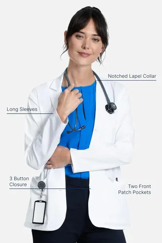 Vista 2 de Cherokee Women's Lab Coat 28" Button Up Front Consultation Coat CK451