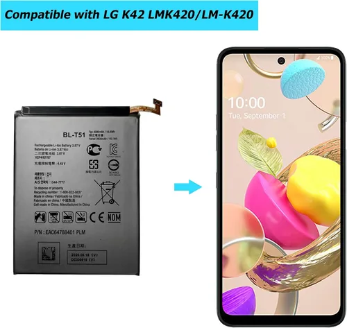 Vista 5 de BL-T51 - Batería de repuesto compatible con LG K42 LMK420 LM-K420 LMK420H LM-K420H LMK420E LM-K420E LMK420Y LM-K420Y con kit de herramientas