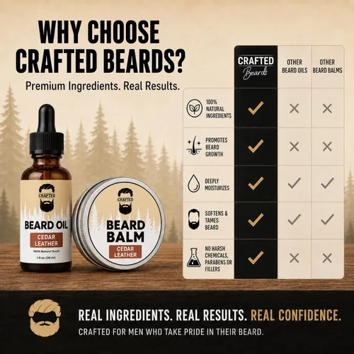 Vista 4 de Juego de aceite y bálsamo para barba, cuidado de la barba más suave, suave e hidratado, aroma de madera de cedro, regalo para hombres