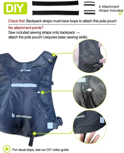 Vista 3 de Bolsa de transporte para bastones de senderismo, impermeable y ligera, bolsa de almacenamiento portátil para bastones de senderismo