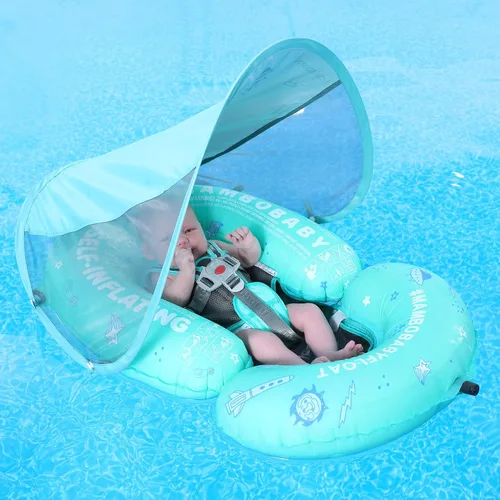 Vista 12 de HECCEI - Flotador en forma de aeroplano número 07 Mambobaby para bebé con toldo para el sol, añadir cola, color rosa