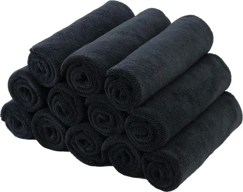Vista 5 de POLYTE Toalla de limpieza de microfibra premium, 16 x 16 pulgadas, paquete de 12 (negro)