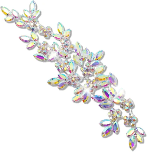 Vista 11 de PEARLY JUN Parches de apliques de cristal con diamantes de imitación para bricolaje, con cuentas, ropa de costura para cinturón de boda, vestidos