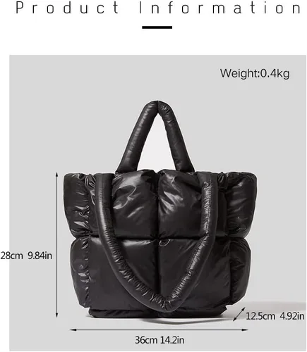 Vista 5 de Bolsa de mano acolchada grande para invierno, suave, acolchada, para hombro, de lujo, a la moda, para mujer
