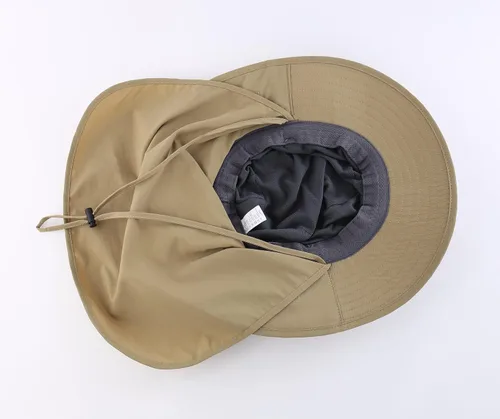 Vista 4 de Home Prefer Sombrero de malla para exteriores UPF50+ Sombrero de pesca de ala ancha con solapa para el cuello