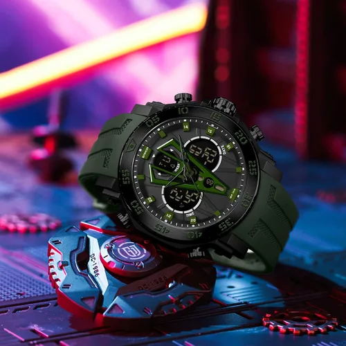 Vista 4 de KXAITO Reloj deportivo con caja de acero inoxidable para hombre, reloj militar, cronómetro LED para exteriores, digital, electrónico, grande