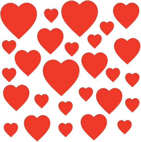 Vista 3 de Beistle Recortes de corazón rojo impreso, paquete de 48 decoraciones de papel de cartulina de doble cara para el día de San Valentín, eventos