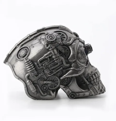 Vista 8 de Veronese Design 4 1/2" alto Steampunk láser ojo cráneo resina escultura Petwer acabado