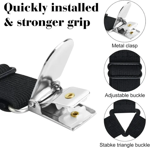 Vista 5 de Morcheiong Correas de sujeción para sábanas ajustables con clips para sábanas para ropa de cama, amarres, juego de 2