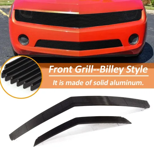 Vista 5 de Combo de rejilla frontal negra Billet para Chevy Camaro LT/LS V6 Phantom estilo principal superior inferior parachoques aluminio Billet Grill