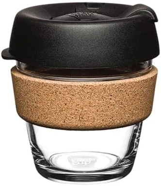 Vista 16 de KeepCup Brew Cork - Taza de café reutilizable de vidrio templado y corcho natural, M 12 oz/340 ml - Negro