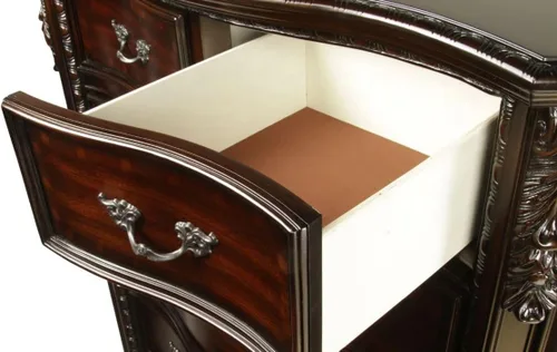 Vista 4 de Mesita de noche de madera maciza con acabado de cereza antigua (mesita de noche)