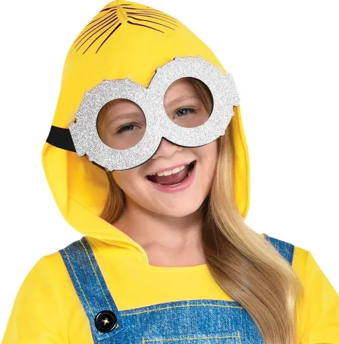 Vista 2 de Party City Disfraz de Halloween de Minion para niñas, Minions The Rise of Gru Incluye mameluco, gafas y más Disfraces para Halloween, fiestas