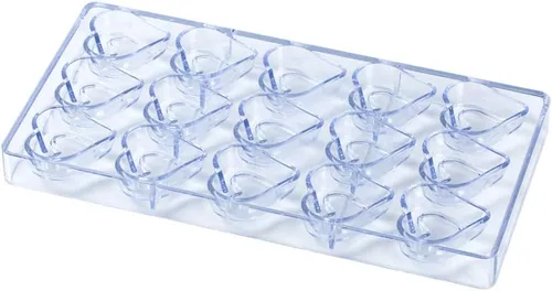 Vista 2 de Restaurantware Pastry Tek - Molde para dulces de corazón de 10.8 x 5.3 pulgadas, 1 molde de chocolate con forma de corazón, 15 cavidades, apto