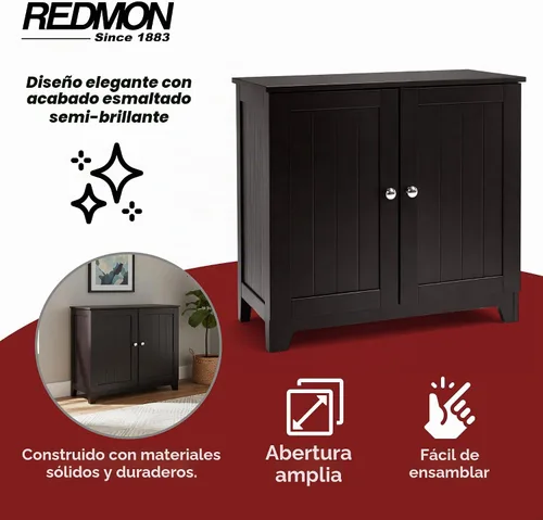 Vista 4 de Redmon Contemporary Country - Armario de almacenamiento de lino de doble