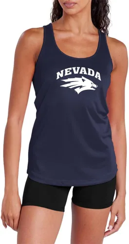 Vista 142 de Camiseta deportiva sin mangas oficial de NCAA Collegiate para mujer, con espalda cruzada, colección con logotipo primario