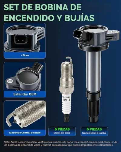 Vista 6 de Paquetes de bobinas de encendido y bujías de iridio aptas para Ford Escape