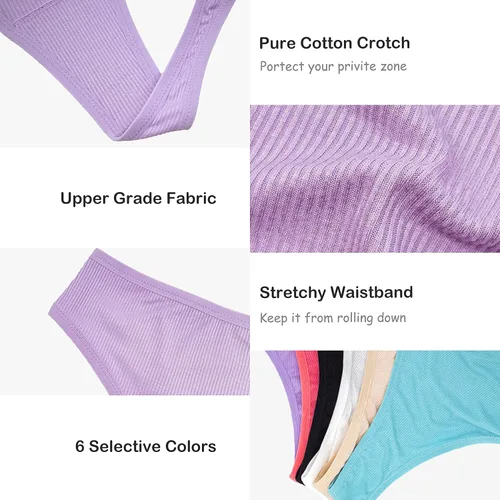 Vista 4 de Umiehary Bragas deportivas elásticas de algodón y nailon de cintura alta para mujer ropa interior transpirable talla regular y grande