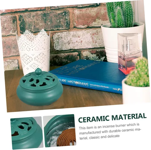 Vista 8 de Artibetter Cerámica Decoración Carbón Incienso Quemador Carbón Titular Cono Cerámica Incienso Tazón Cerámico