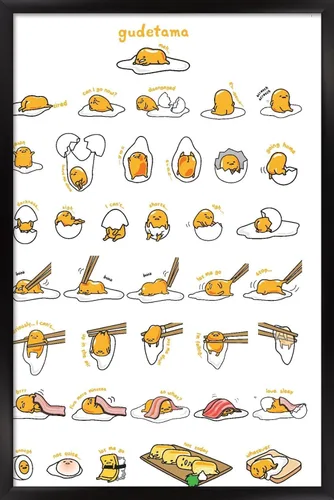 Vista 7 de Trends International - Póster de Gudetama con diseño de cuadrícula, para pared, 14.725 x 22.375 pulgadas, versión con marco de madera tipo granero