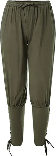 Vista 2 de Pantalones al tobillo para hombre, tipo medieval, vikingos, traje de navegante o pirata, pantalones renacentistas, góticos