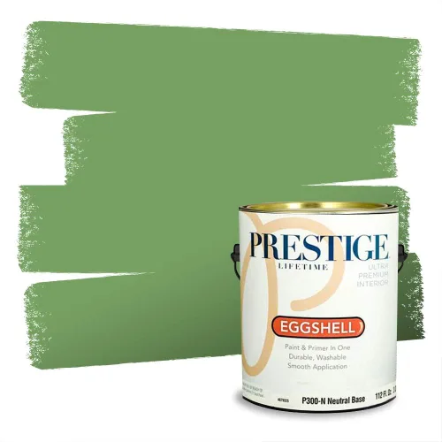Vista 111 de Prestige Paints - Pintura exterior e imprimación en uno, 1 galón, plano, compatibilidad comparable con el color menta «Whipped Mint» de Behr