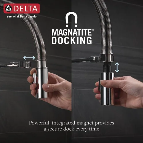 Vista 5 de Delta Faucet Trinsic Pro - Grifo de cocina de estilo comercial, grifos de cocina con rociador desplegable, grifo de fregadero de cocina, grifo