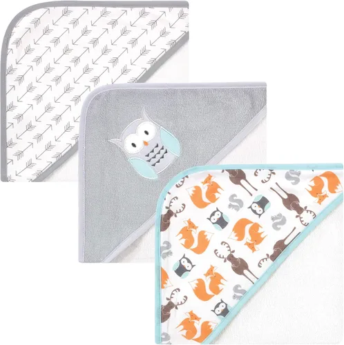 Vista 11 de Hudson Baby Toallas unisex con capucha de algodón para bebé, alfabeto, talla única