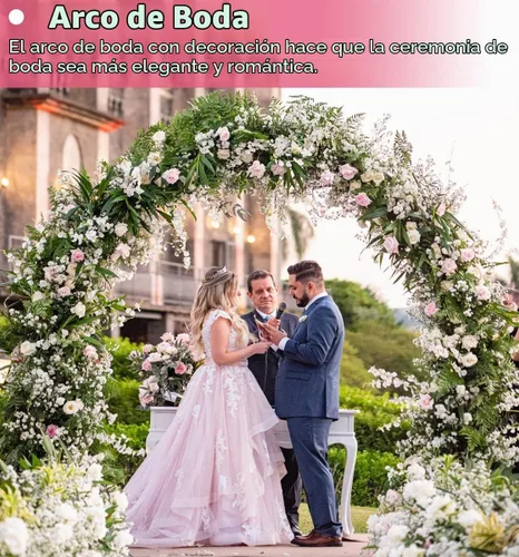 Vista 7 de Queension Arco de boda extragrande para ceremonia de 8.5 pies de ancho y 7.4 pies de alto para gran espacio, soporte de telón de fondo de arcos