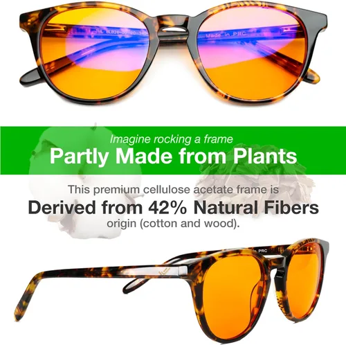 Vista 2 de Orange Blue Light Blocking Glasses for Better Sleep - 99.5% Premium Acetate Migraine Glasses for Women & Men