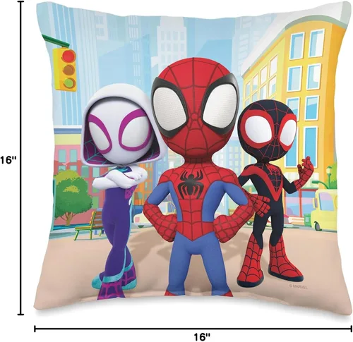Vista 4 de Marvel Amazing Friends Spidey Team Group - Almohada de 16.0 x 16.0 in, multicolor
