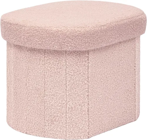 Vista 17 de B FSOBEIIALEO Otomana de Almacenamiento para Dormitorio, Reposapiés Otomano Plegable de Almacenamiento Boucle, Cubo Otomano Plegable Pequeño de Beige