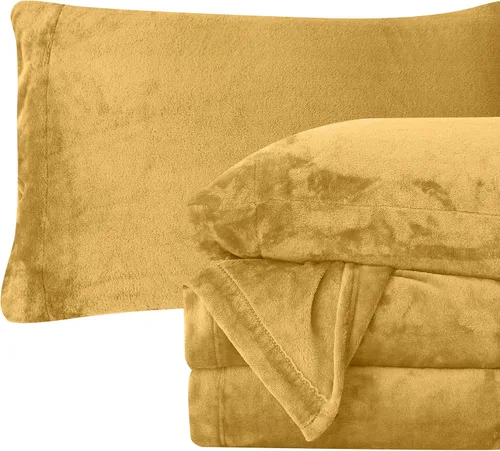 Vista 13 de Elegant Comfort - Juego de sábanas de franela de terciopelo de lujosamente suave de 4 piezas para las fiestas - Calidad premium - Juego de sábanas