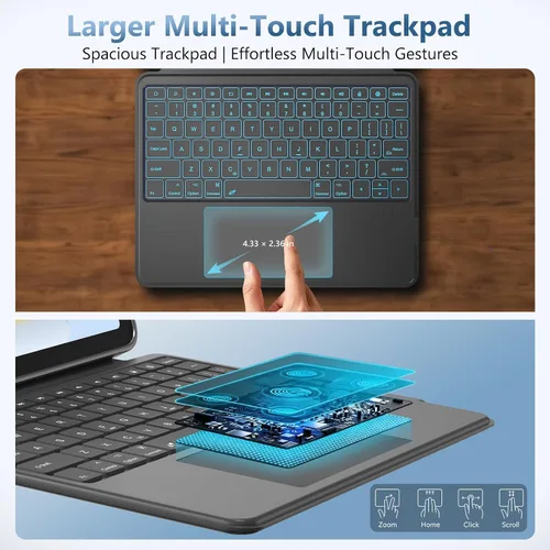 Vista 6 de FUWANG Funda para iPad (A16) de 11ª/10ª generación con teclado, soporte