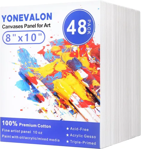 Vista 21 de Mini lienzo para pintar de 4 x 4 pulgadas, paquete de 56 lienzos pequeños a granel para pintar Blank Canvas Panels, Gesso Primed Acid-Free 100%