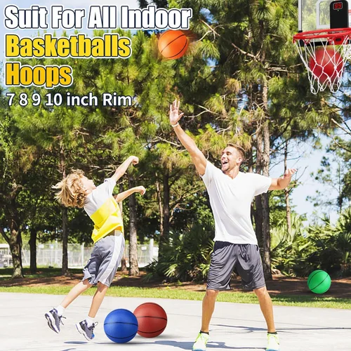 Vista 6 de Anzmtosn Mini Basketball Toys for Over Door Indoor Hoops - 7 Inch Pool Basketballs with Pump, Beach Balls, Water Toys for Inflatables Hoops