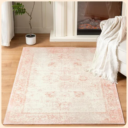 Vista 305 de Istana Alfombra larga antideslizante de 2.5 x 8 para el hogar, para pasillo y cocina, lavable, sedosa y suave al tacto, elegante, color azul y marfil