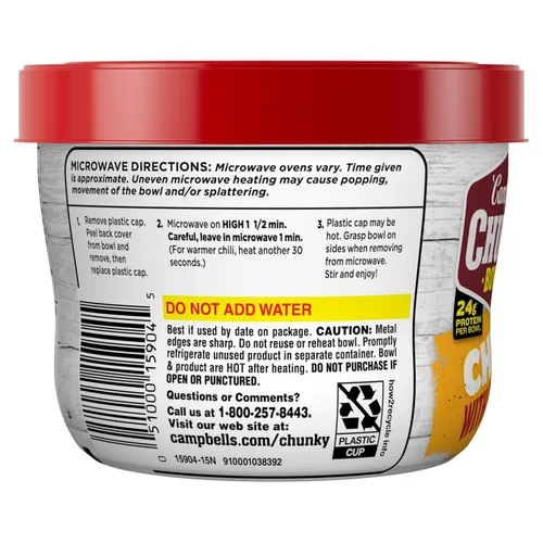 Vista 7 de Campbell's Chunky Chili con Frijoles, 15.25 oz. Tazón para Microondas
