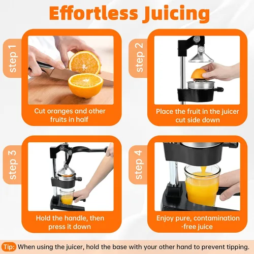 Vista 6 de Exprimidor manual de cítricos de hierro fundido, exprimidor manual comercial de limón, exprimidor manual resistente para naranjas, limas y pomelos
