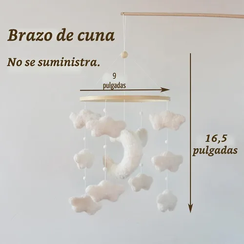 Vista 2 de Boucle Cloud Moon - Cuna móvil boho para cuna para cuna neutral para guardería móvil para niños y niñas blanco (White 10)