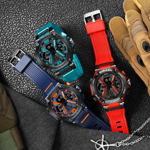 Vista 7 de FANMIS Outdoor Shockproof Sports Watch for Men Military Waterproof Stopwatch Multi Function LED Electronic Large Dial Dual Time Tactical Army Watch