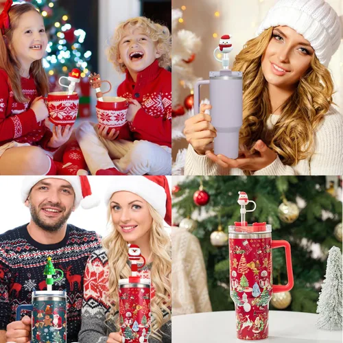 Vista 7 de Stanley Cup30 y 40 onzas, 8 cubiertas de popote de Navidad de 0.4 pulgadas para Stanley, accesorios para copas Stanley, a prueba de polvo