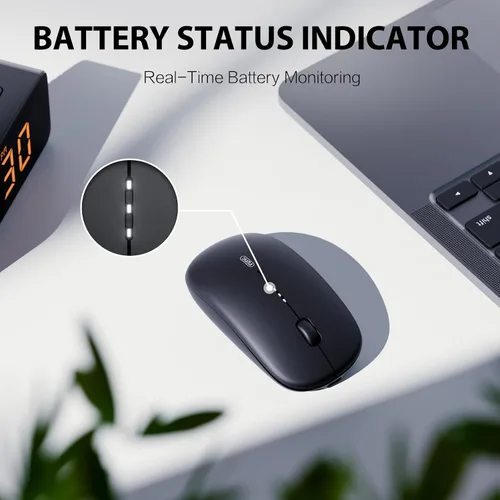 Vista 4 de INPHIC Ratón inalámbrico M1 II Bluetooth, 2.82 oz Tri-Mode (Bluetooth 5.0/4.0+USB), nivel de batería visible, carga tipo C, para Negro