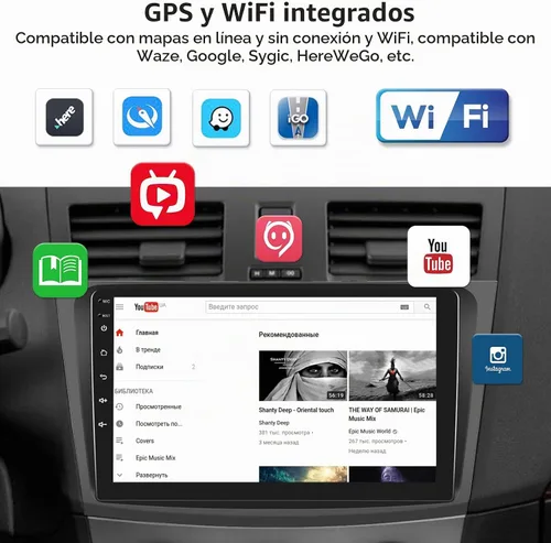Vista 4 de Radio estéreo de coche para Mazda 3 2009 2010 2011 2012 2013, Android 15 2G+64G Carplay inalámbrico Android Auto, 9 pulgadas pantalla táctil coche