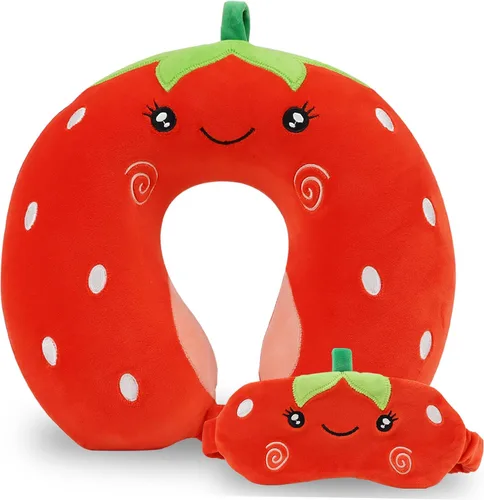 Vista 10 de Linda almohada de cuello para viajes, almohada de cuello para niños con máscara para los ojos para dormir, almohada de espuma viscoelástica