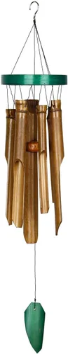 Vista 4 de Woodstock Chimes Asli Arts Collection, anillo de campanilla de bambú, grande (37 pulgadas) natural, campanillas de viento de bambú para decoración