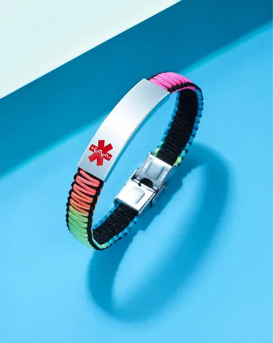 Vista 3 de JF.JEWELRY Pulsera de alerta médica para mujeres T1D T2D Pulsera de identificación de alerta médica para diabetes y epilepsia para niñas y niños