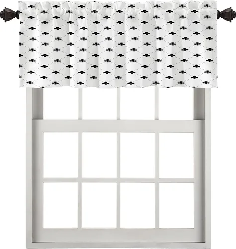 Vista 33 de Cortinas opacas de poliéster multicapa para cafetería, con diseño de diamantes, 2 unidades, 26 x 24 pulgadas