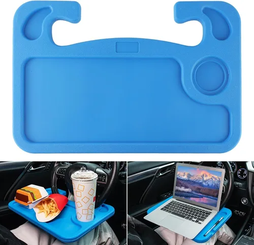 Vista 11 de JUSTTOP Escritorio de Volante de Coche para Laptop, Accesorios Multiusos de Coche para Viajes, Bandejas de Soporte de Asiento de Coche para Comer